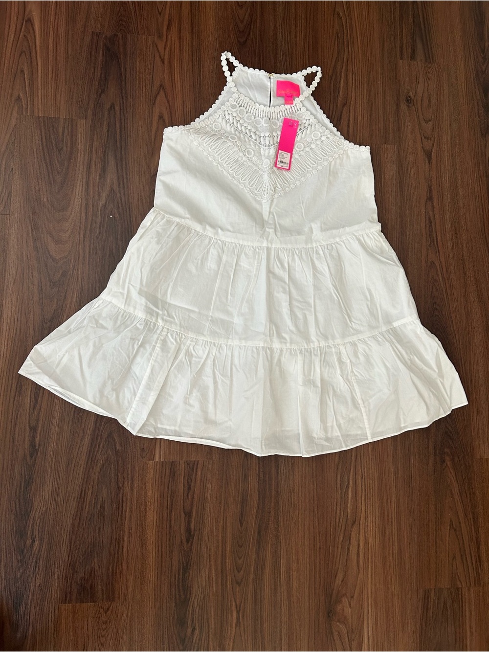 Lilly Pulitzer White Crochet Halter Tiered Dress